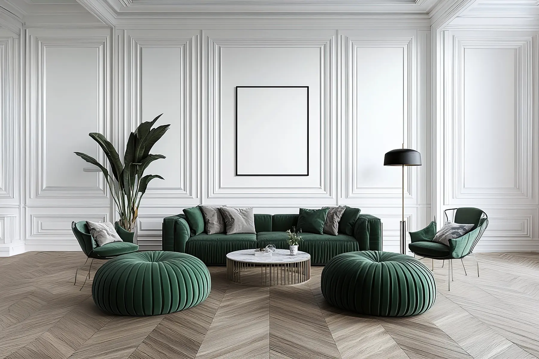 Luxury living room with green accents for O’Reilly Realty Group real estate services in Mansfield TX and DFW
